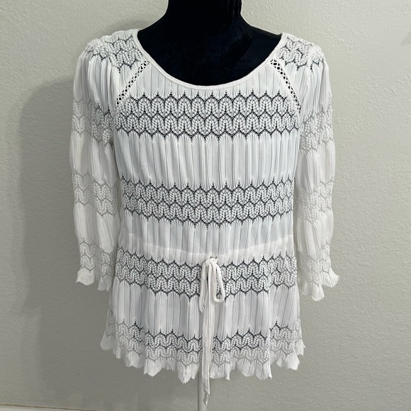 Free People Tops - Free People Boho Crochet Knit Peplum Top Ivory | Size M